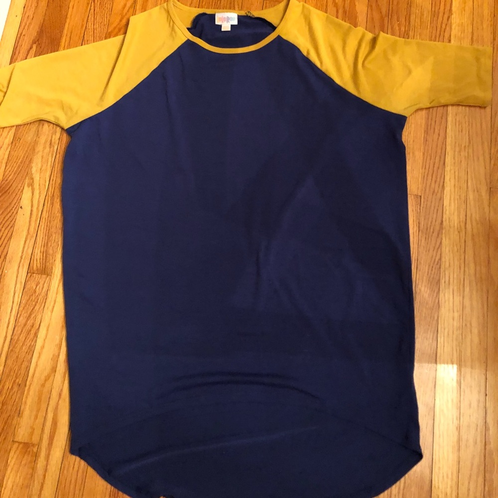 XXS Lularoe Irma in mustard and royal blue